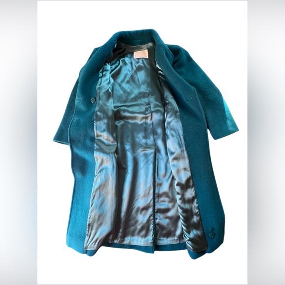 Pendleton Vintage 100% Wool Teal Uptown Long Trench Coat Made in USA Size 14 - Picture 8 of 13